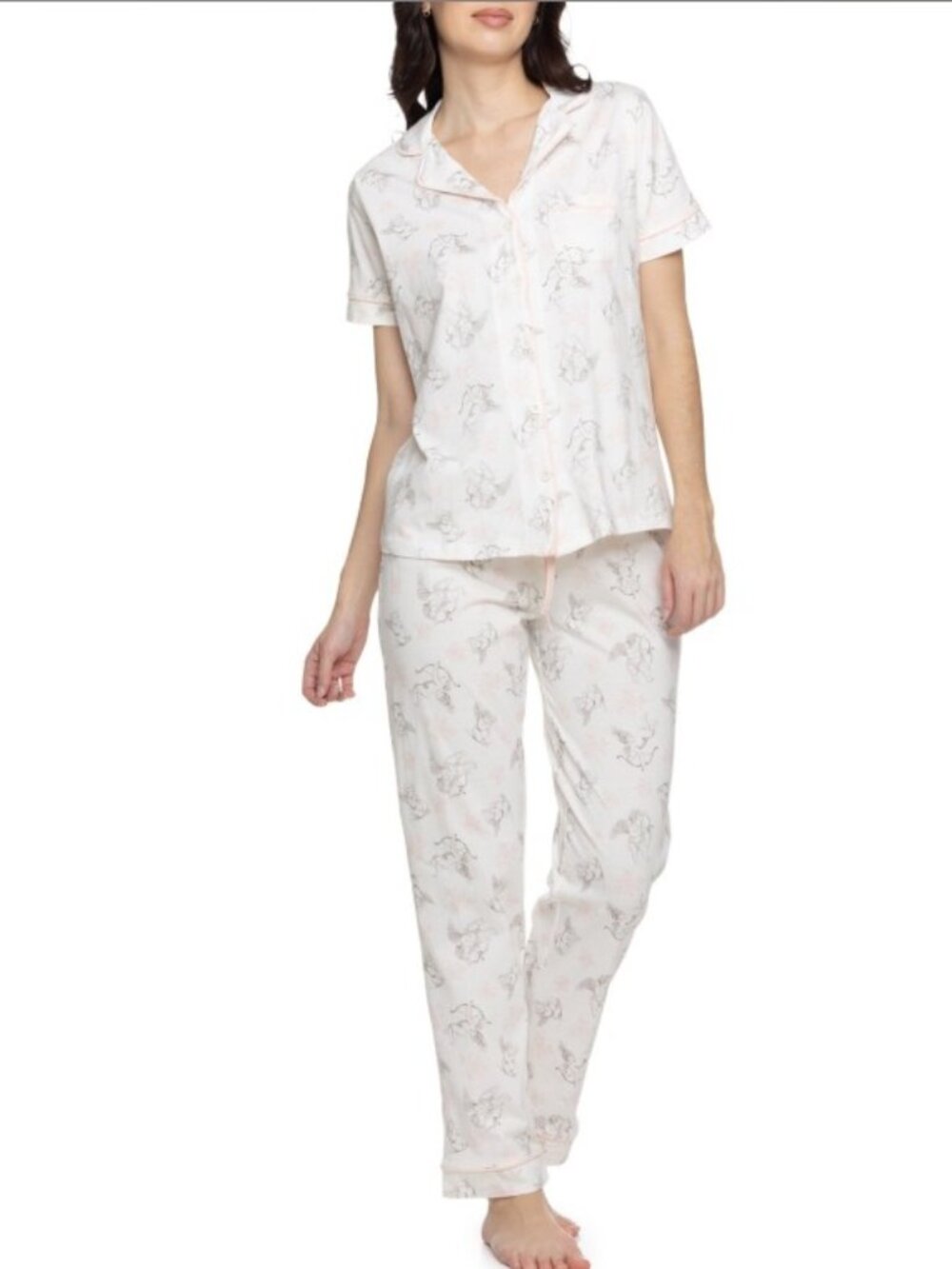 NWT POPPY & CLAY 2 Pc Cupid Short Sleeve Pajama Set 100% Organic Cotton Large
